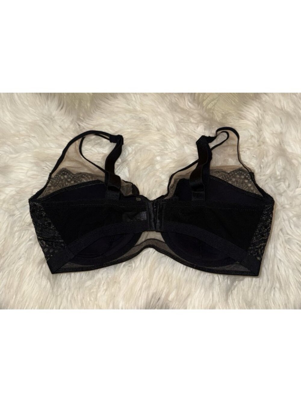 Paramour Stunning Chevron Lace and Tulle Balcony Bra UW Womens 36DD Black 135052 - Picture 4 of 6